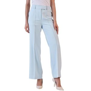 Powersutra Blue Trouser Pants for Women | Formal Office Wear Dress | Mid Waist | Straight Fit | Ankle Length | Side Pockets