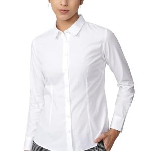 Van Heusen Women's Regular Fit Solid Full Sleeve Cotton Rich Formal Shirt