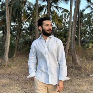 TYRA INDULGE IN LINENS Pure Linen Full-Sleeve Casual Shirt, Light Blue, 60 Lea, 140 GSM